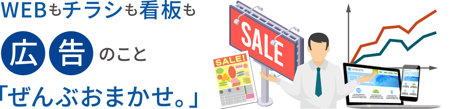 WEBもチラシも看板も「広告」のことなら「全部おまかせ。」